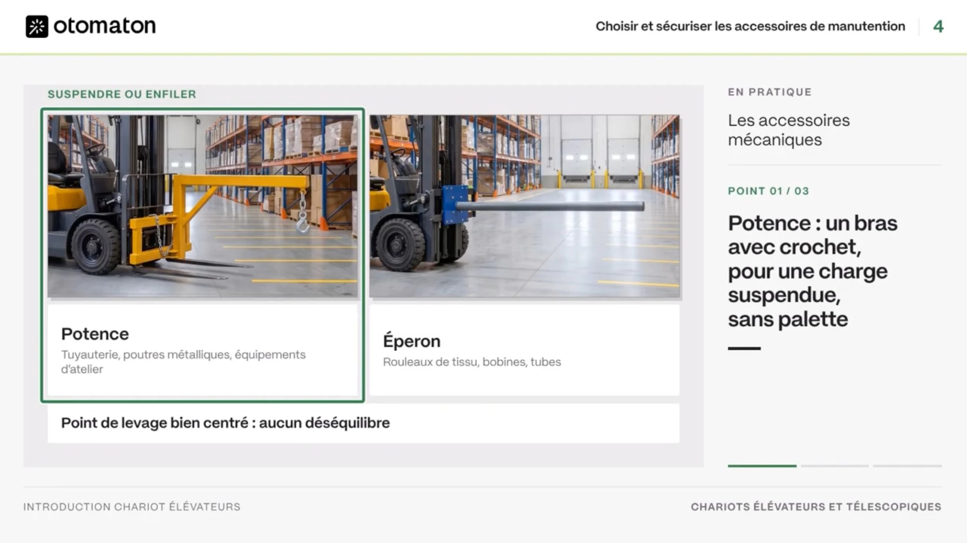 Une formation Otomaton : choisir et sécuriser les accessoires de manutention
